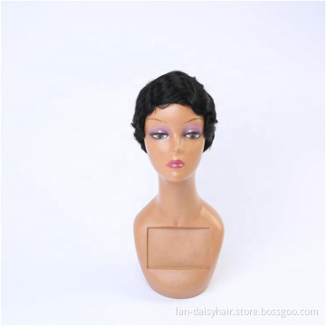 Pixie Human Hair Wigs Machine Made Wig Short Curly  Hair Bob For Black Women